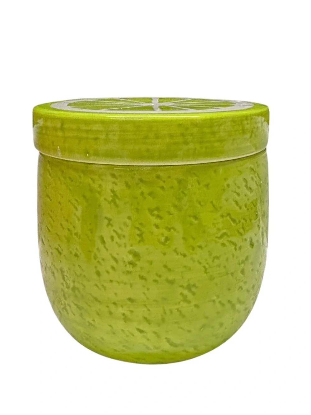 Lime Fruit Ceramic Painted Canister Jar Summer Fruit Decor Kitchen Decor Green